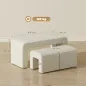 Juego de 3 Bancos Zapateros Grande y 2 Pequeños Modernos de Pana Diseño Compacto Mesa Auxiliar 104x44x48 cm Crema