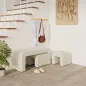 Juego de 3 Bancos Zapateros Grande y 2 Pequeños Modernos de Pana Diseño Compacto Mesa Auxiliar 104x44x48 cm Crema
