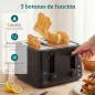 Tostadora 4 Ranuras Anchas 7 Niveles de Tostado Función Descongelar Recalentar y Cancelar Bandeja Extraíble Negro