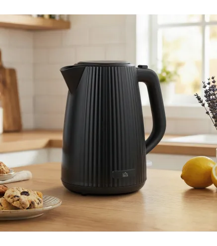 Hervidor Eléctrico 1,7L 2200W con Filtro Antical Desmontable Apagado Automático Base Giratoria 360° Negro