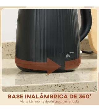 Hervidor Eléctrico 1,7L 2200W con Filtro Antical Desmontable Apagado Automático Base Giratoria 360° Negro