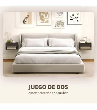 Juego de 2 Mesitas de Noche Flotantes Mesillas de Noche con Cajón para Dormitorio 37x32x21 cm Negro Brillo