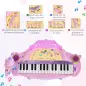Teclado Electrónico Infantil 32 Teclas Juguete Musical Piano Infantil Piano para Niños con Micrófono Taburete Luces Variedad Son