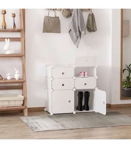 Armario Modular Plástico Estantería 6 Cubos Ropero Zapatero Aparador Combinado Pegatinas Adhesivas Decorativas Ropero Zapatero C