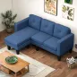 Sofá Chaise Longue Reversible con Estructura de Acero Tapizado en Chenilla 186x130x84cm Azul
