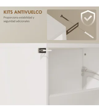 Zapatero Estrecho con Espejo y 4 Puertas Abatibles para 12 Pares de Zapatos 63x17x146 cm Blanco