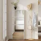 Zapatero Estrecho con Espejo y 4 Puertas Abatibles para 12 Pares de Zapatos 63x17x146 cm Blanco