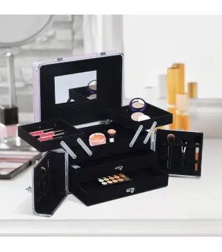 Maletín de Maquillaje Organizador Cosméticos Profesional Estuche para Maquillaje Caja de Belleza Portátil Varios Compartimientos