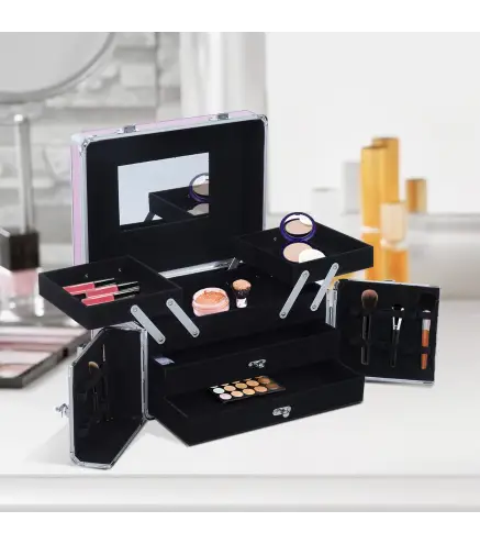 Maletín de Maquillaje Organizador Cosméticos Profesional Estuche para Maquillaje Caja de Belleza Portátil Varios Compartimientos