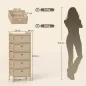 Cómoda con 5 Cajones de Tela Estructura de Bambú Cajonera para Espacios Pequeños Crema y Natural