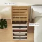 Cómoda con 5 Cajones de Tela Estructura de Bambú Cajonera para Espacios Pequeños Crema y Natural