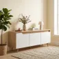 Mesa de TV para Salón con 3 Puertas para Televisión de 55 Pulgadas Estilo Moderno 120x35x45,5 cm Roble y Blanco