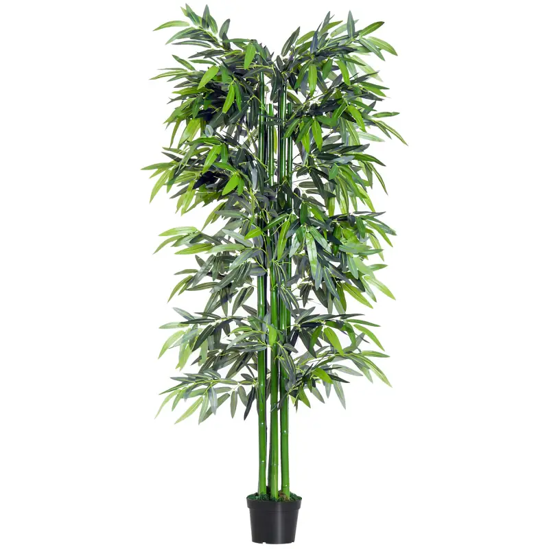 Planta Artificial 180 cm con Cañas Maceta Árbol Artificial Decoración para Hogar Salón Oficina Verde