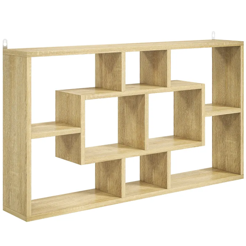 Estante de Pared Decorativo Estantería para Libro, CDs con 8 Cubos 85x14,5x47,5 cm Roble