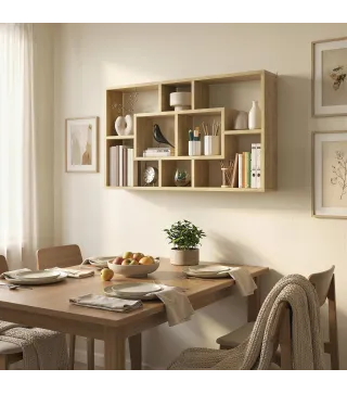 Estante de Pared Decorativo Estantería para Libro, CDs con 8 Cubos 85x14,5x47,5 cm Roble