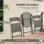 Conjunto de Muebles de Jardín con Sillas Plegables y Mesa de Vidrio para Terraza Patio Marrón Conjunto de Muebles de Jardín con Sillas Plegables y Mesa de Vidrio para Terraza Patio Marrón