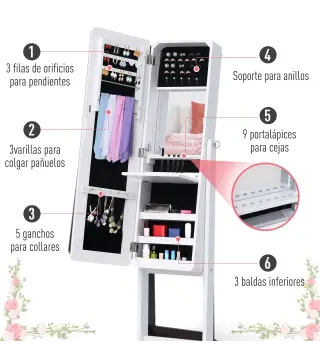 Joyero de Pie con Espejo