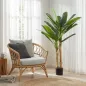 Árbol de Plátano Artificial 150 cm Planta Artificial Decorativa con Maceta y 2 Troncos para Hogar Oficina Salón Verde