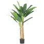 Árbol de Plátano Artificial 150 cm Planta Artificial Decorativa con Maceta y 2 Troncos para Hogar Oficina Salón Verde
