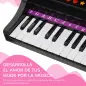 Piano Infantil 37 Teclas Teclado Electrónico Juego de Piano con Micrófono Taburete Luces y 22 Canciones USB/MP3 Karaoke Modo de