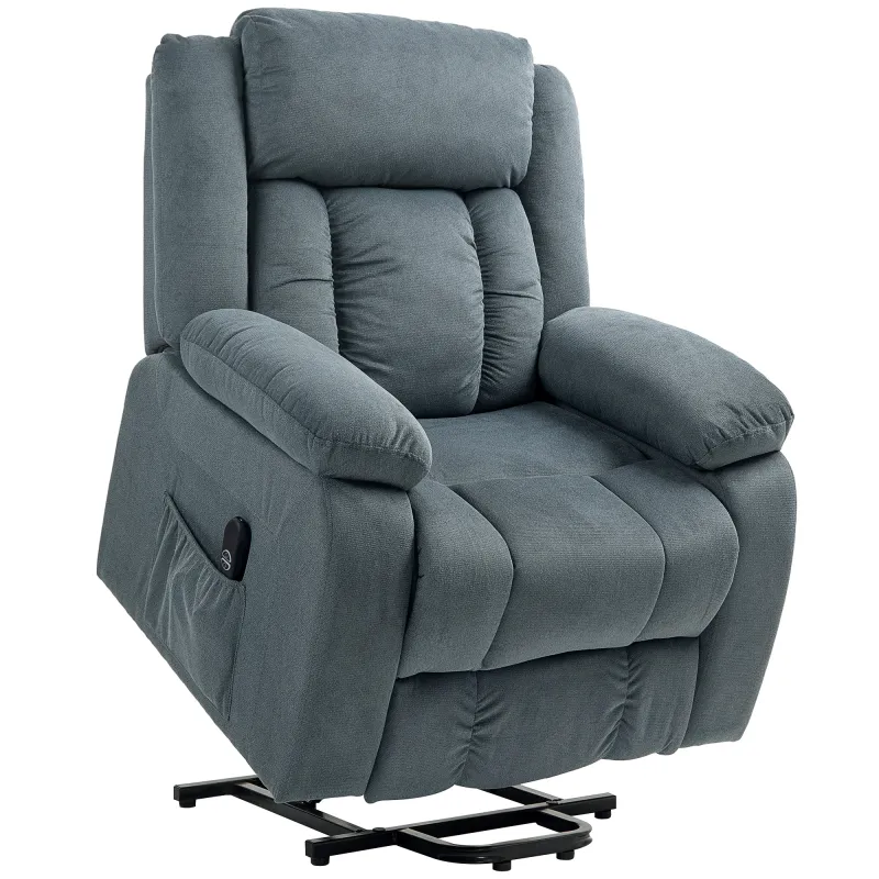 Sillón Relax Reclinable Eléctrico Levanta Personas con Puerto USB Control Remoto Asiento Ancho Reposapiés Gris