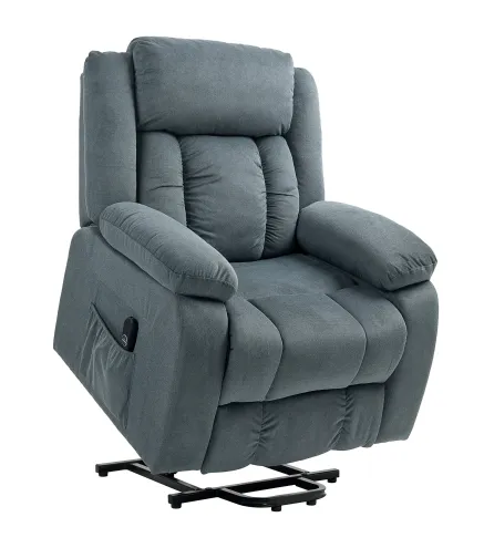 Sillón Relax Reclinable Eléctrico Levanta Personas con Puerto USB Control Remoto Asiento Ancho Reposapiés Gris