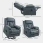 Sillón Relax Reclinable Eléctrico Levanta Personas con Puerto USB Control Remoto Asiento Ancho Reposapiés Gris