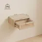 Juego de 2 Mesitas de Noche Flotantes con Cajón de Ratán Ahorra Espacio Diseño Moderno 40x30x15 cm Natural