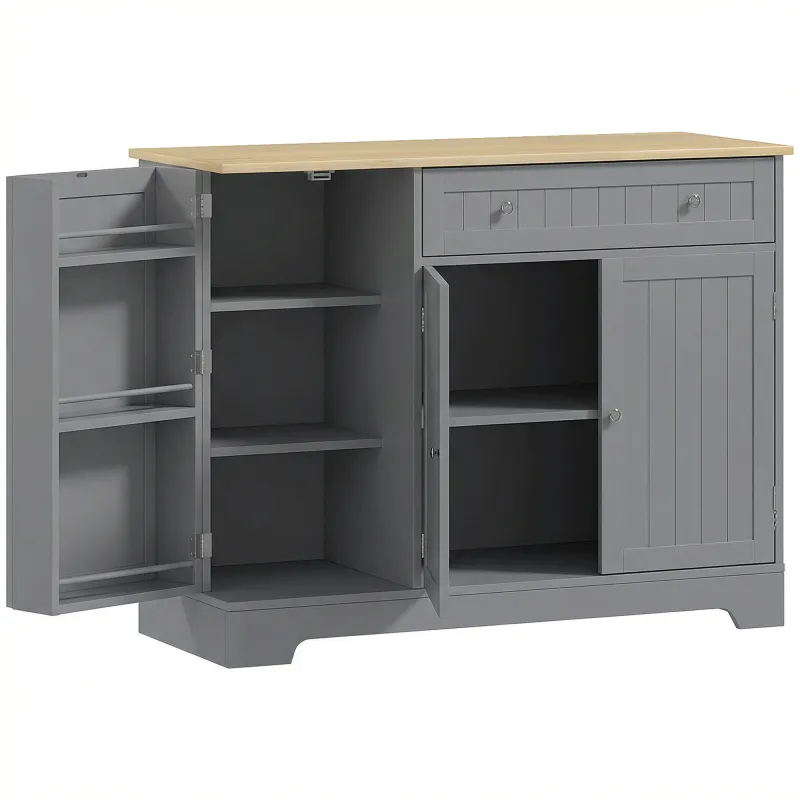 Aparador de Cocina Armario de Cocina con 3 Estantes de Puerta Cajón Estantes Ajustables para Comedor 105x40x83 cm Gris