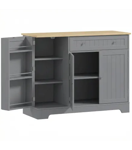 Aparador de Cocina Armario de Cocina con 3 Estantes de Puerta Cajón Estantes Ajustables para Comedor 105x40x83 cm Gris