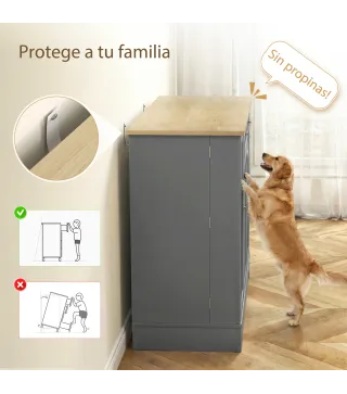 Aparador de Cocina Armario de Cocina con 3 Estantes de Puerta Cajón Estantes Ajustables para Comedor 105x40x83 cm Gris