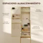 Espejo Joyero con Luces LED Armario para Joyas Armario Joyero de Pie con Espejo Entero Ángulo Ajustable Madera Natural