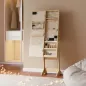 Espejo Joyero con Luces LED Armario para Joyas Armario Joyero de Pie con Espejo Entero Ángulo Ajustable Madera Natural