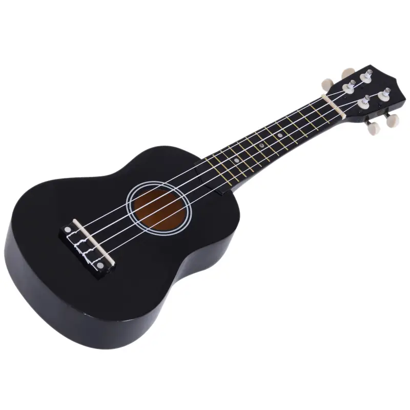 Ukelele Soprano para Principiantes con 4 Cuerdas de Nylon Ajustables Juguete educativo 53x17,5x6,2cm Negro Ukelele Soprano para Principiantes con 4 Cuerdas de Nylon Ajustables Juguete educativo 53x17,5x6,2cm Negro