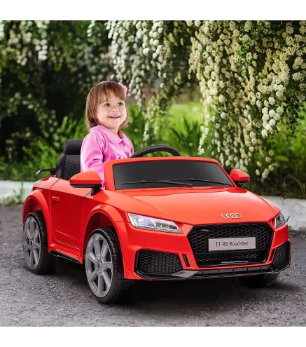 Coche Eléctrico para Niños de 3+ Años Audi TT Eléctrico 12V con Velocidad 3 km/h Mando a Distancia 102x60x44 cm Rojo