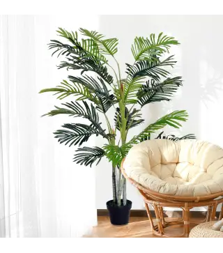 Planta Artificial Palmera 150 cm con Maceta y Musgo para Decoración Interior Salón Oficina Ø18x150 cm Verde