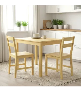 Juego de 2 Sillas de Comedor de Bambú con Asiento con Listones Respaldo Curvado Sin Brazos Natural