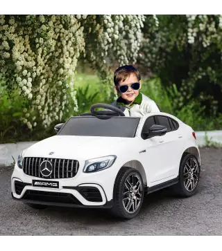Coche Eléctrico para Niño +3 Años con Licencia de Mercedes 12V con Mando a Distancia Música y Luces Blanco