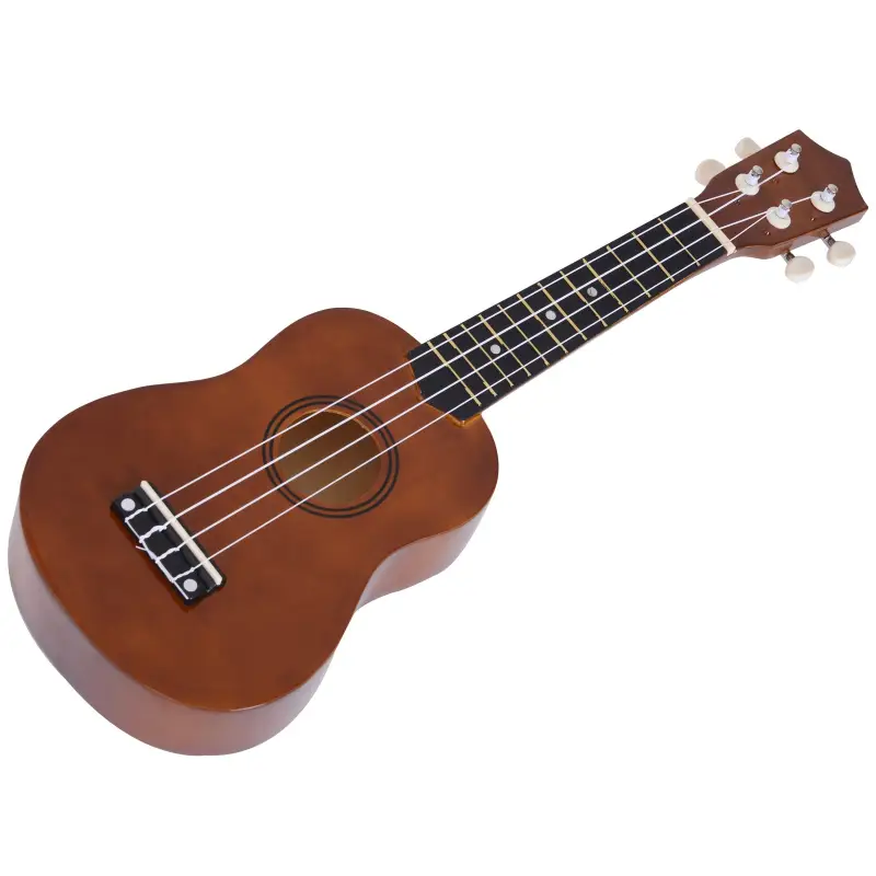Ukelele Soprano para Principiantes con 4 Cuerdas de Nylon Ajustables Juguete educativo 53x17,5x6,2cm Marrón