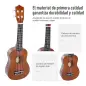 Ukelele Soprano para Principiantes con 4 Cuerdas de Nylon Ajustables Juguete educativo 53x17,5x6,2cm Marrón