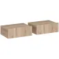 Set de 2 Mesillas de Noche de Pared Mesitas de Noche Flotantes con 1 Cajón para Dormitorio 40x30x15 cm Roble
