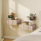 Set de 2 Mesillas de Noche de Pared Mesitas de Noche Flotantes con 1 Cajón para Dormitorio 40x30x15 cm Roble