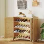 Armario para Zapatos de Bambú con Puertas de Persiana Capacidad para 14 Pares Estantes Ajustables Natural