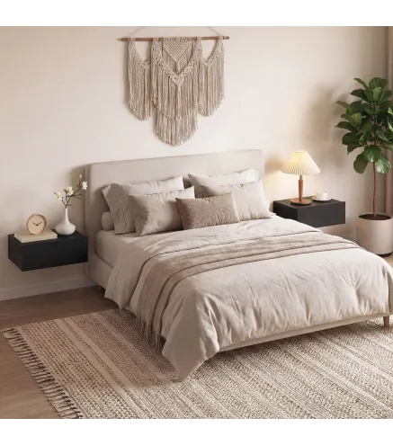 Set de 2 Mesillas de Noche de Pared Mesitas de Noche Flotantes con 1 Cajón para Dormitorio 40x30x15 cm Negro