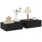 Set de 2 Mesillas de Noche de Pared Mesitas de Noche Flotantes con 1 Cajón para Dormitorio 40x30x15 cm Negro
