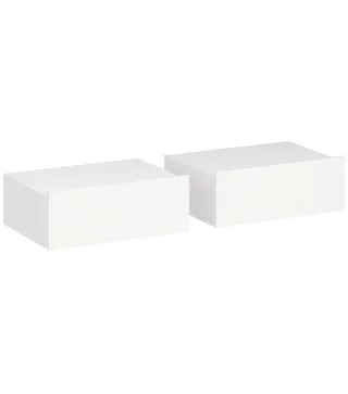 Set de 2 Mesillas de Noche de Pared Mesitas de Noche Flotantes con 1 Cajón para Dormitorio 40x30x15 cm Blanco