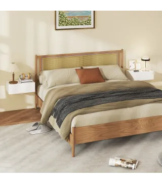 Set de 2 Mesillas de Noche de Pared Mesitas de Noche Flotantes con 1 Cajón para Dormitorio 40x30x15 cm Blanco