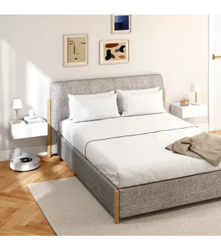 Set de 2 Mesillas de Noche de Pared Mesitas de Noche Flotantes con 1 Cajón para Dormitorio 40x30x15 cm Blanco