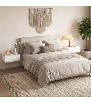 Set de 2 Mesillas de Noche de Pared Mesitas de Noche Flotantes con 1 Cajón para Dormitorio 40x30x15 cm Blanco
