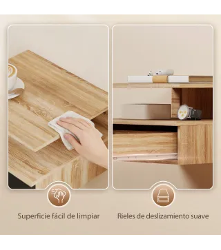 Juego de 2 Mesitas de Noche Flotantes con Cajón Montado en la Pared 35x32x22,5 cm Roble y Negro